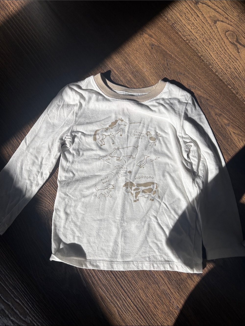 Children's Long-Sleeve Animal Graphic Tee - Cream